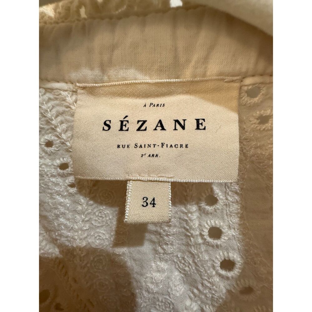 Sézane Cream Eyelet Lace Ruffle Top Size 34 (US XS) Parisian - Picture 9 of 9